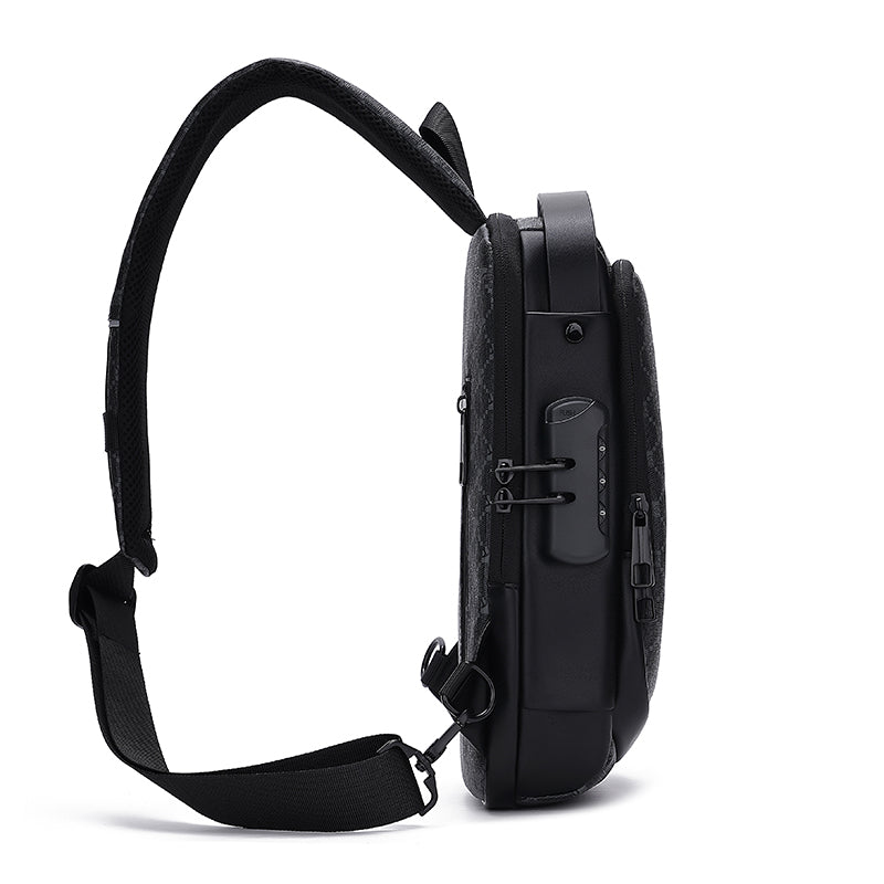 Sac de poitrine homme – Bandoulière antivol avec port USB – Imperméable et anti-vol