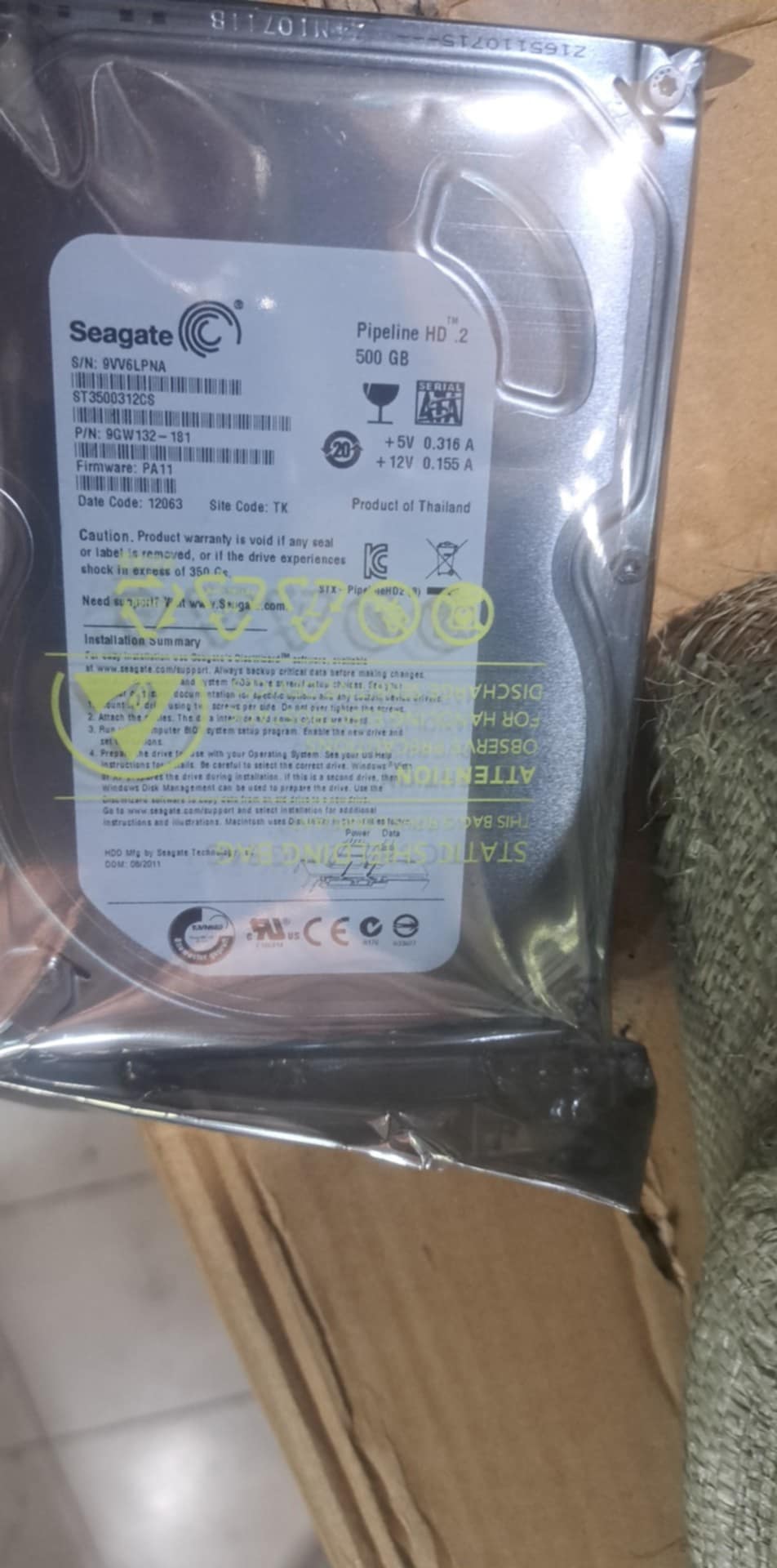 Disque dur interne pour système de vidéosurveillance-500 Go- 5400 tr/min-64 Mo