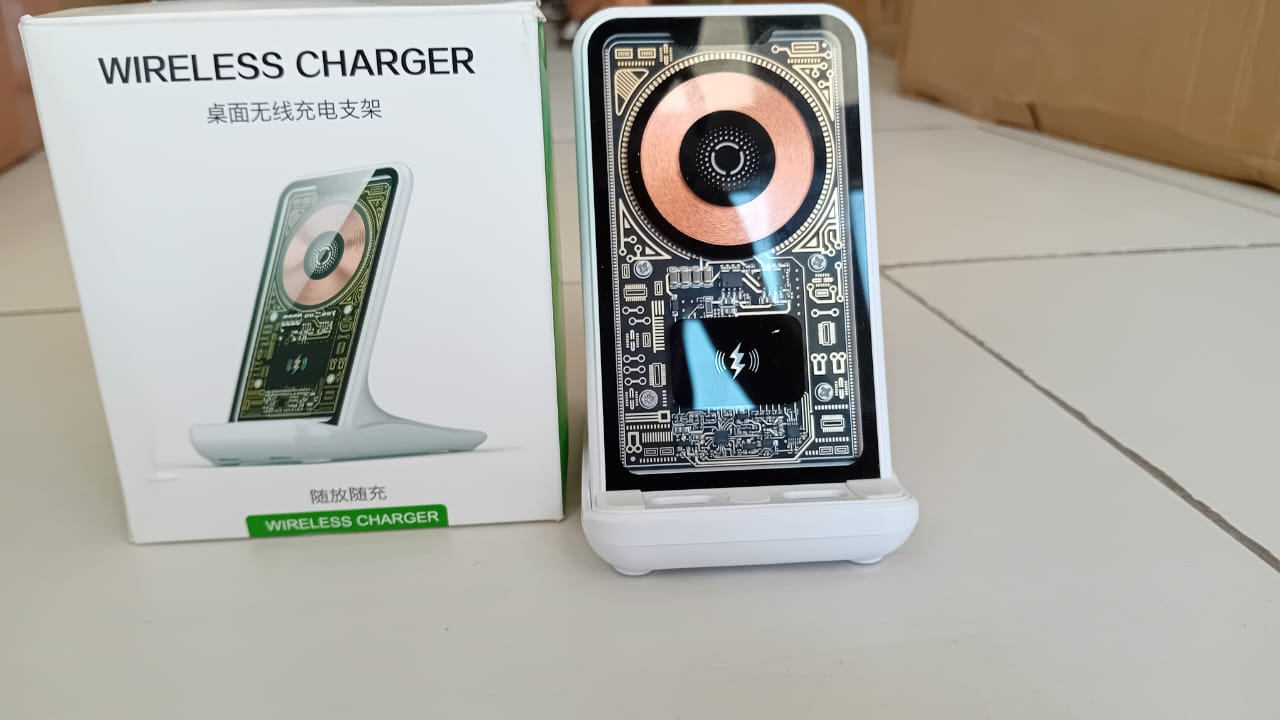 Support & Chargeur Sans Fil Transparent – Design Moderne & Ultra Rapide