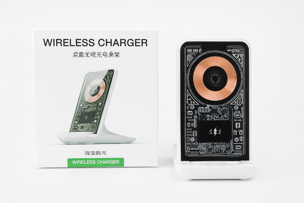 Support & Chargeur Sans Fil Transparent – Design Moderne & Ultra Rapide