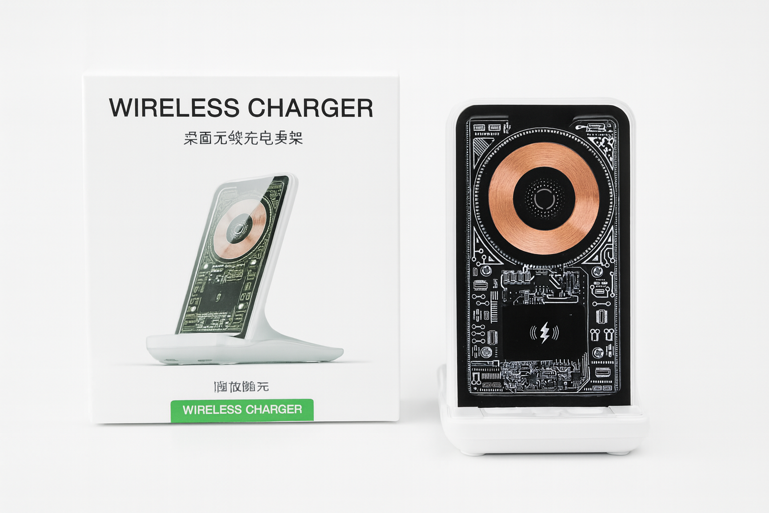 Support & Chargeur Sans Fil Transparent – Design Moderne & Ultra Rapide