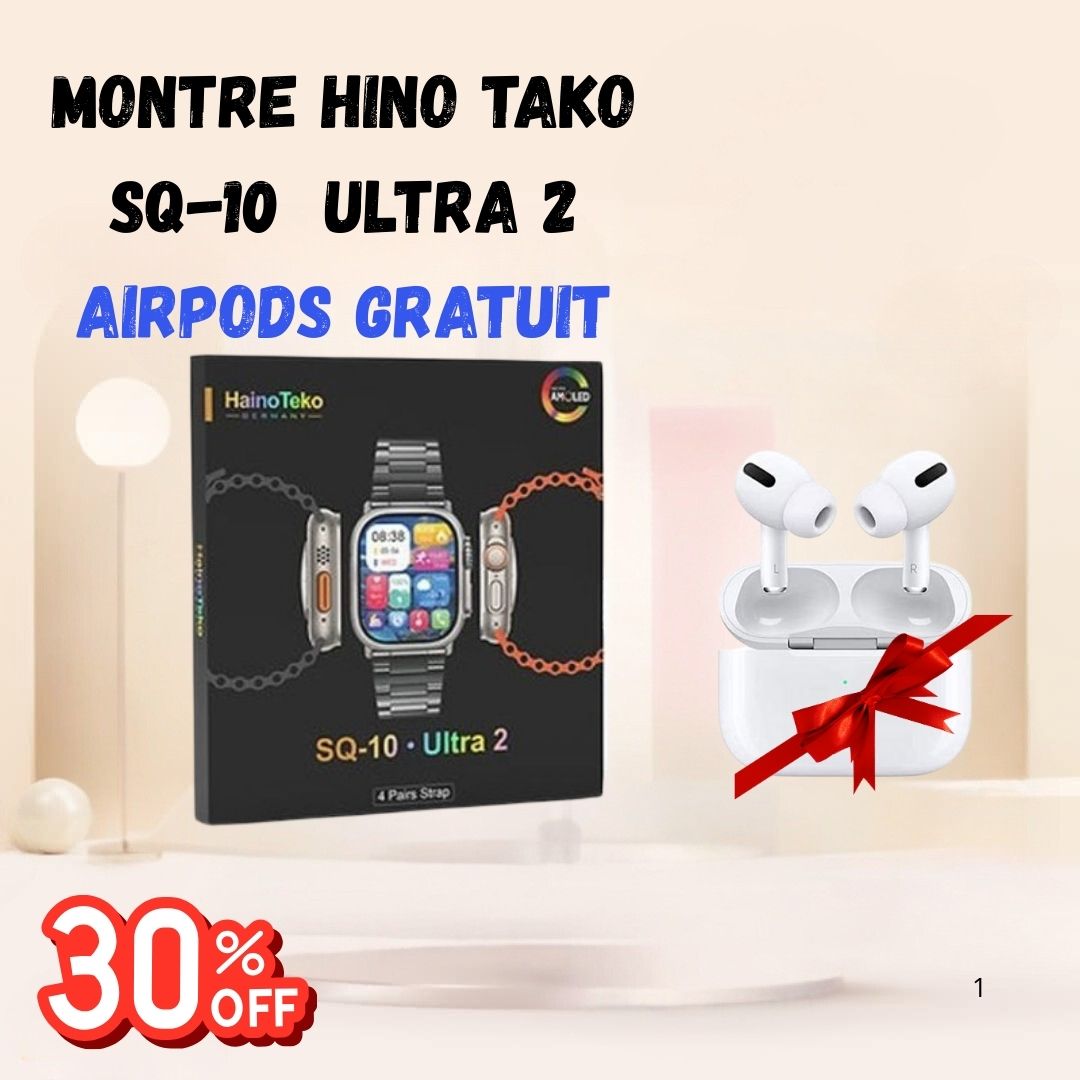 Montre Connectée HAINO TEKO SQ-10 ULTRA 2 + Airpods GRATUIT