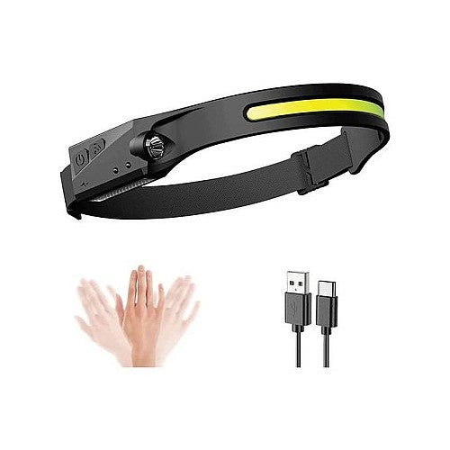 Lampe Frontale Induction Rechargeable USB – 350 Lumens, Détection Gestuelle, USB-C