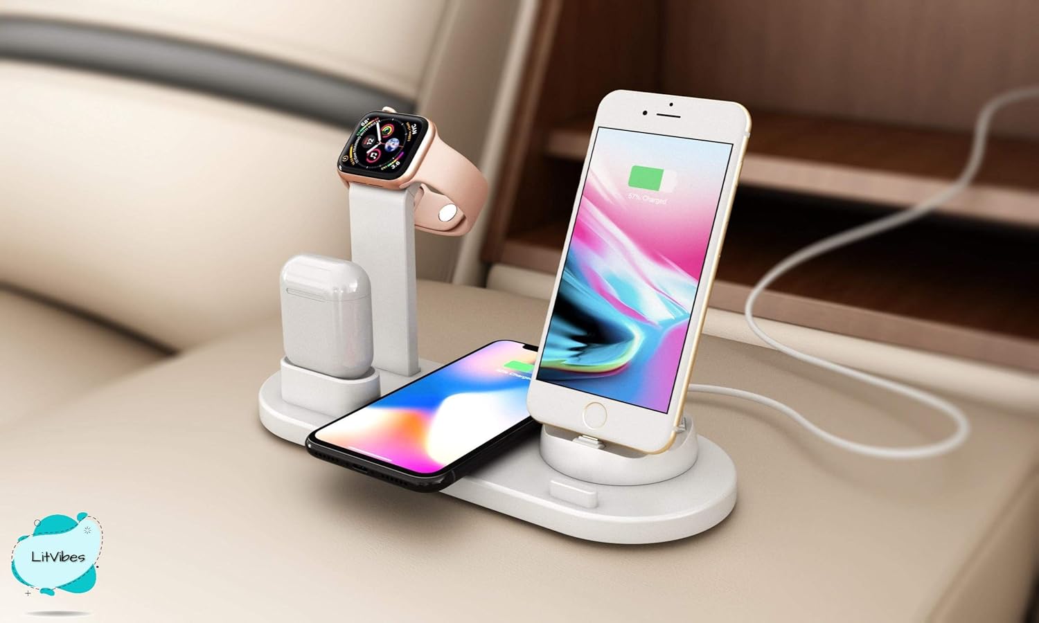 Chargeur Sans Fil Universel W-5057 – Rapide, Compact &amp; Sécurisé 6 en 1