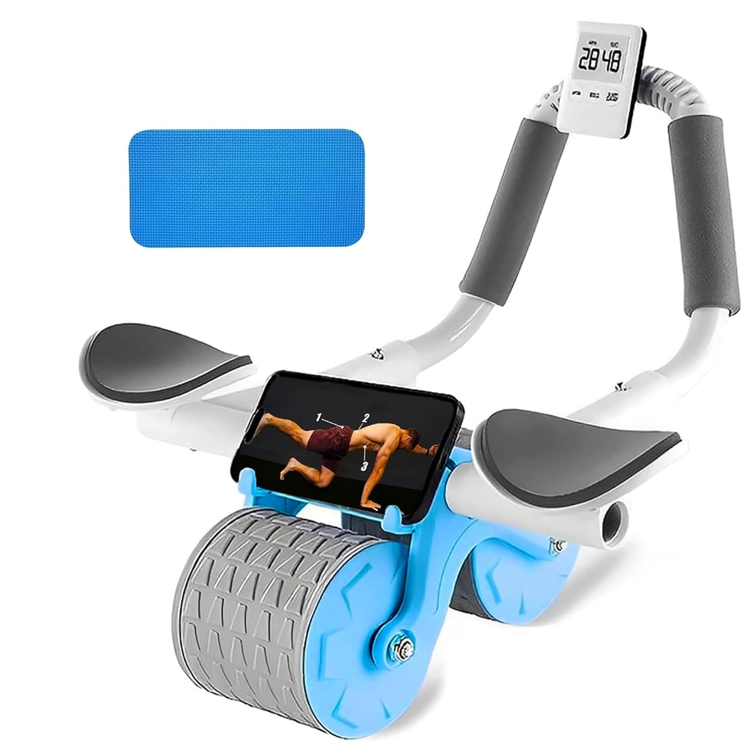 Rouleau abdominal 2 en 1 avec rebond automatique et support ergonomique