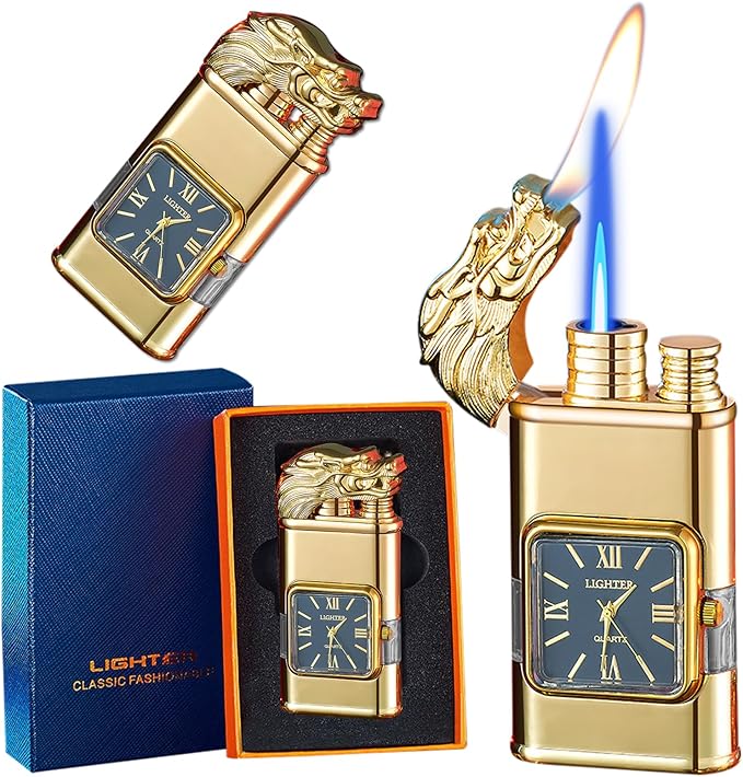 riquet Lion à Double Flamme avec Horloge