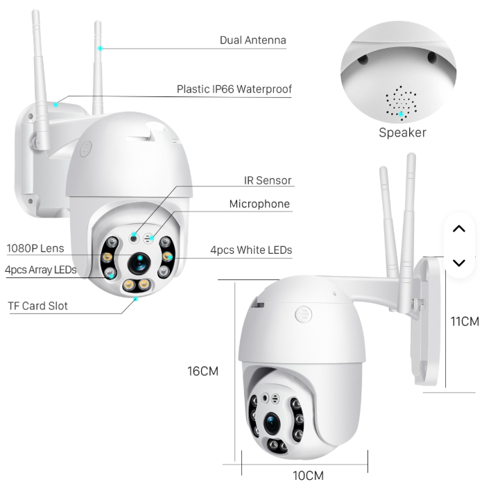 Caméra de Surveillance Externe HD V380 2MP Smart