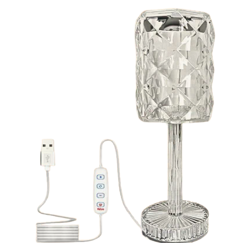 Lampe de Chevet RGB Tactile Sans Fil – Rechargeable USB, 16 Couleurs, 4 Modes, Design Cristal Diamant