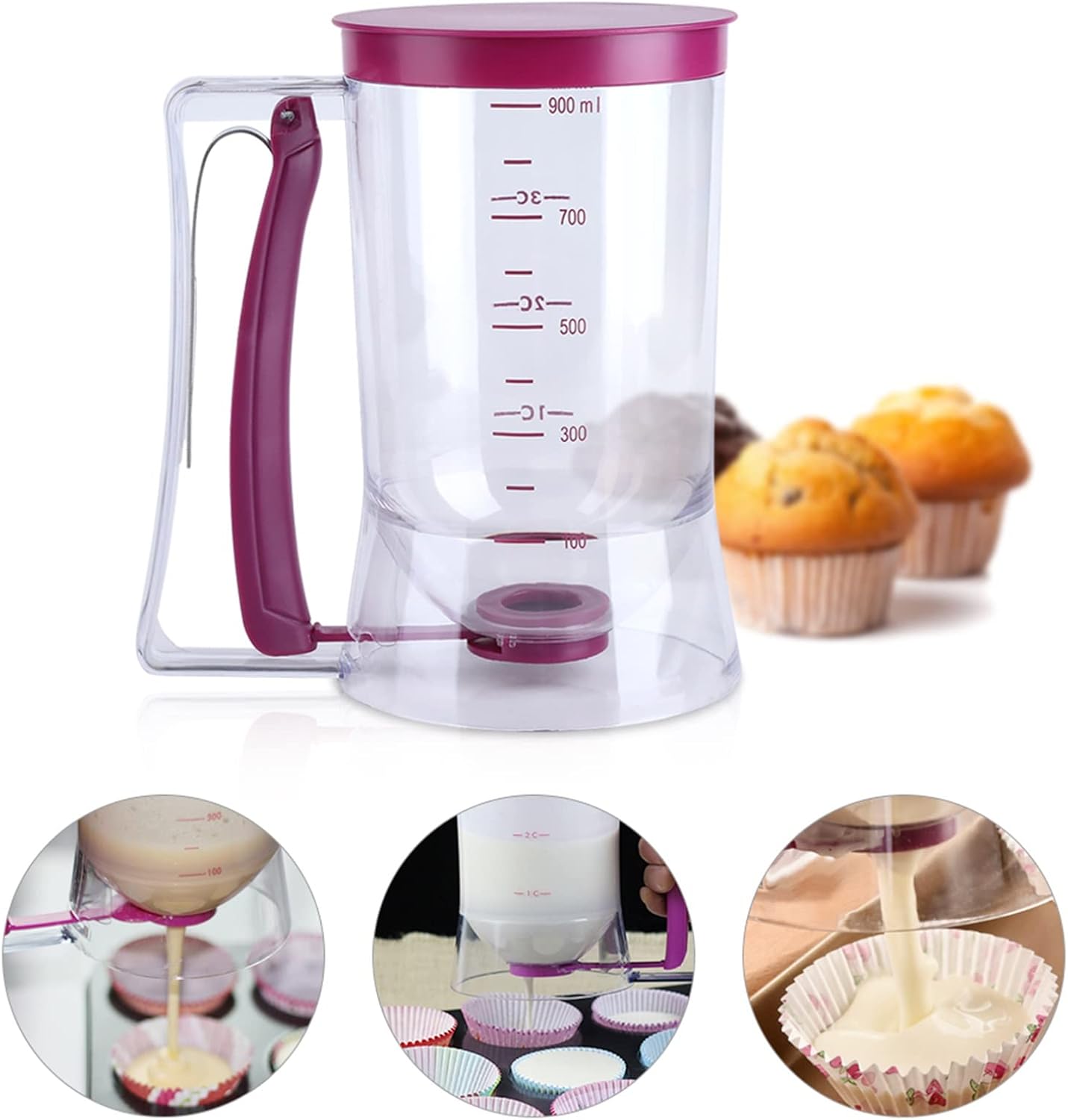 Distributeur de pâte 900 ml – gâteaux, crêpes, gaufres, pancakes