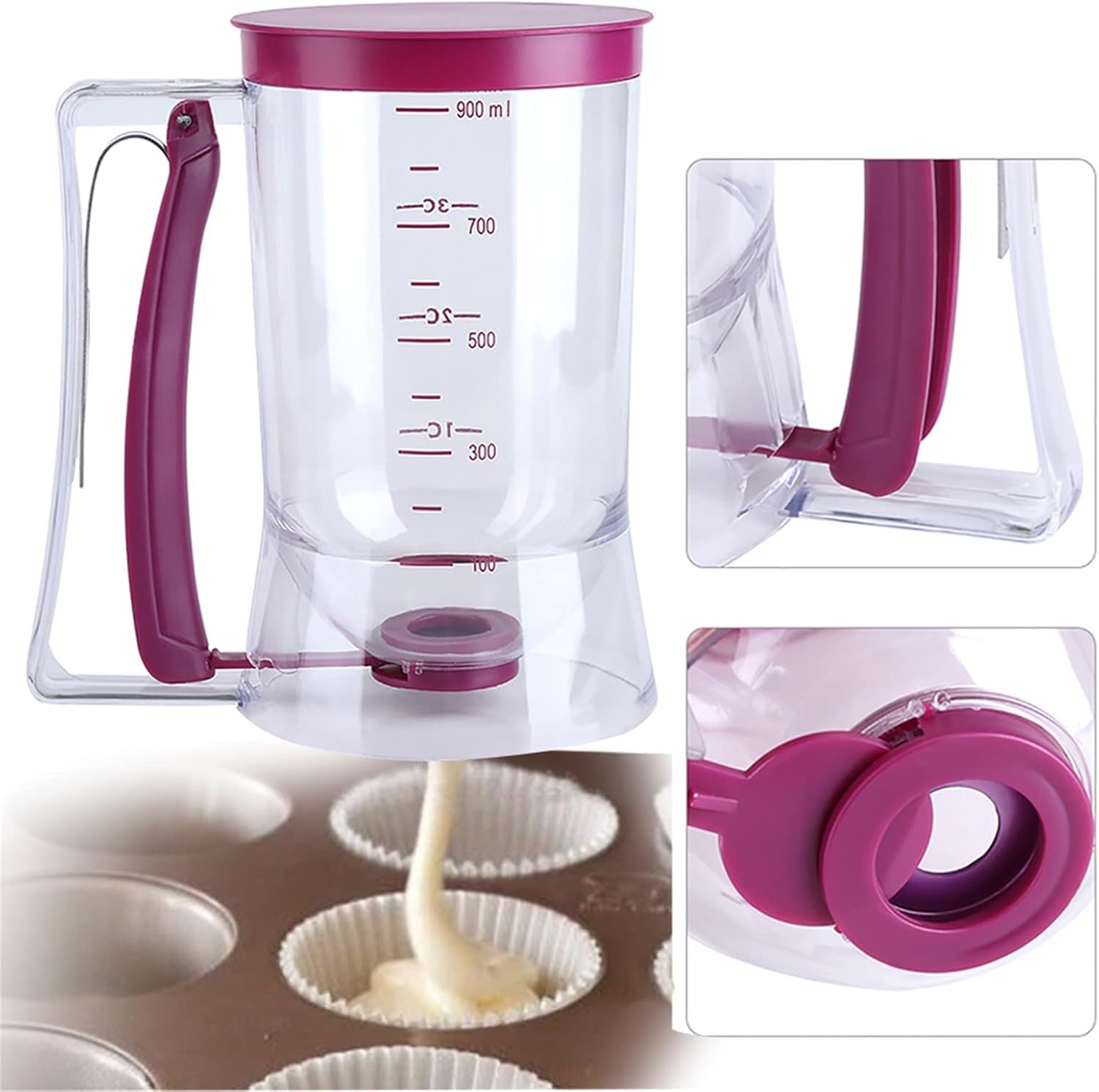 Distributeur de pâte 900 ml – gâteaux, crêpes, gaufres, pancakes