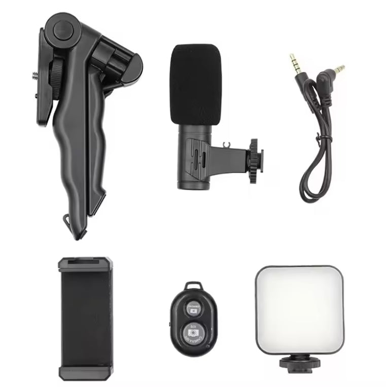 Kit Vlogging Complet Smartphone – Lampe LED, Microphone, Trépied et Support