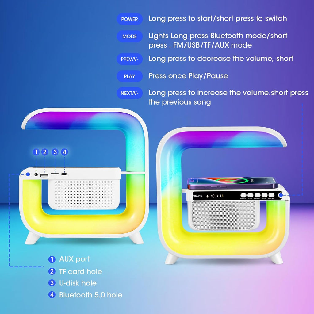 Haut‑parleur avec LED Bluetooth et chargeur sans fil G3 – XM-G3