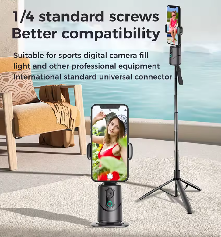 Support Caméra Intelligent Rotatif à 360°-Trépied Suivi Automatique du Visage