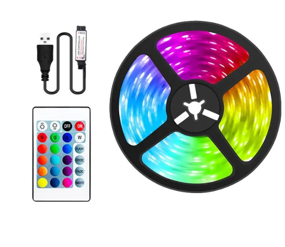 Ruban LED USB 5050 RGB 5V – 5m – Multicolore – Éclairage Ambiant pour TV, Moniteur et Décoration