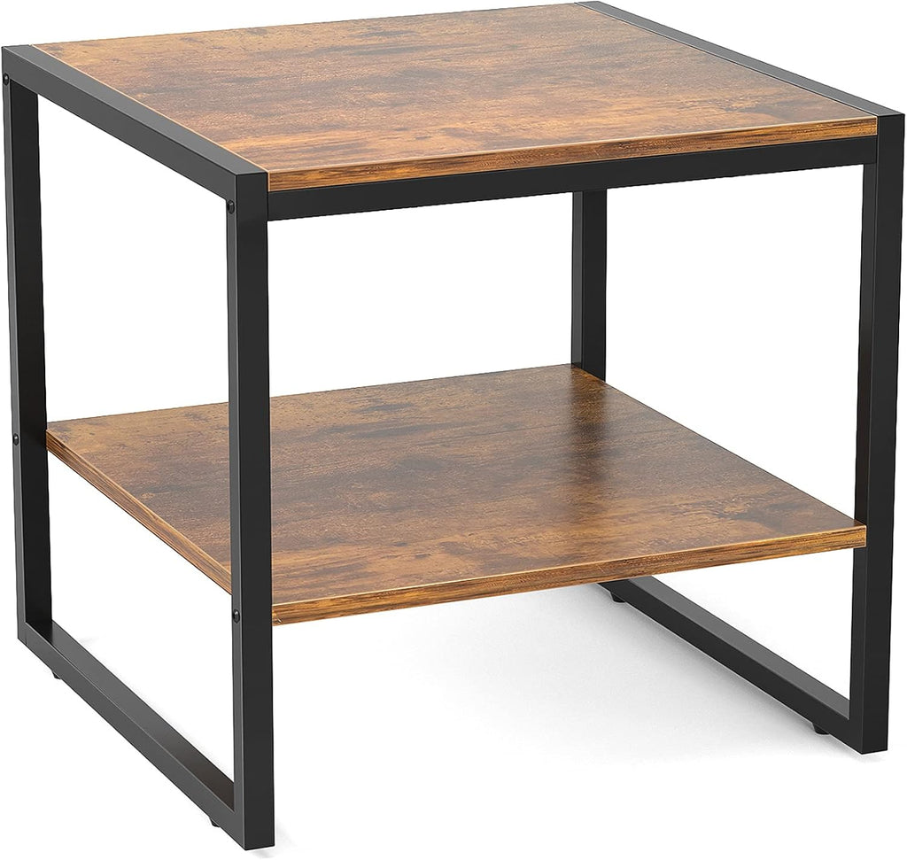 Table d'appoint-Bois MDFbrun-Acier Noir-HxLxP(40x35x35)cm